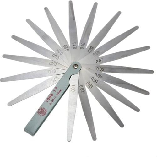 17 in 1 Blade Thickness Gap Metric Filler Feeler Gauge Measure Tool For Feeler Gauge Valve Shim Use 0.02-1mm