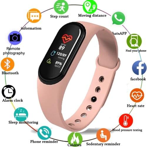 2019 New Stylish M4 Smart Band Women Men Unisex Heart Rate Monitor Blood Pressure Fitness Tracker Electronic Watch