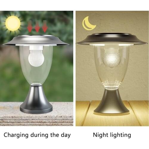 Solar Fence Light Remote control White & Color Changing Light Sensor LED Outdoor Post Lamps For Walkway Patio Path Lawn Garden