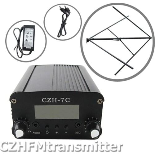 CZH CZE-7C7W FM stereo PLL broadcast transmitter hot sale 76-108MHZ+Circularly polarized FM antenna kit
