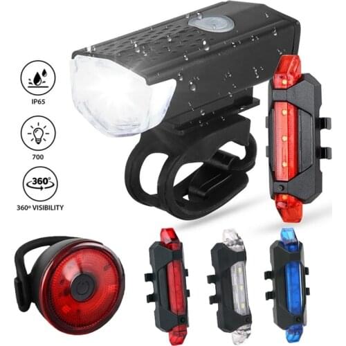 USB Rechargeable Bike Light MTB Bicycle Front Rear Back Taillight Cycling Headlight Bicycle Lamp Flashlight Bike Accessories