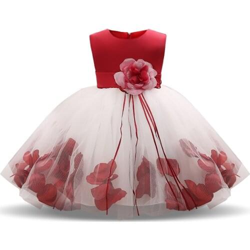 Vestido Infantil Formal Party Dress Baby Clothing Kids Infant Girl Flower Petals Dress Children Bridesmaid Toddler Elegant Dress