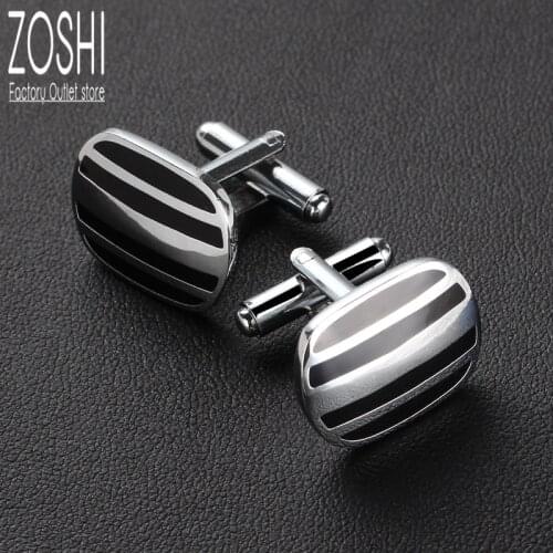 High quality Oval Stripe Enamel copper material lattice cuff fashion mens French shirts cuffs Cufflinks wholesale New Year Gift