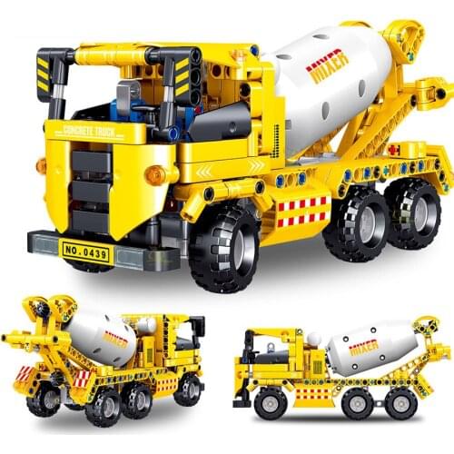 High Quality Small Particle Cement Mixer Rotatable Model Kids Intelligence Assembling Educational Building Block Toys Gift