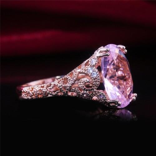 WUKALO New Arrival Engagement Ring Fashion Rose Gold Color Proposal Ring For Women With Cute Clear Pink CZ Stone Trendy Jewelry