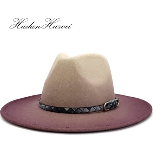 2020 High Quality Women Men Fedora Hats with Belt Women Caps Wool Fedora Warm Jazz Hat Cotton Women Church Hats
