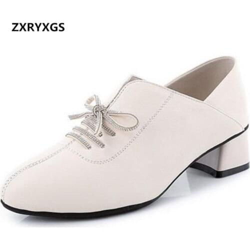 2020 New Top Soft Cowhide Deep Mouth All-match Genuine Leather Shoes Woman Large Size Soft Sole High Heel Shoes Womens Shoes