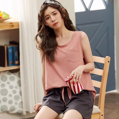 Fdfklak New M-3XL Plus Size Summer Shorts Home Suit Cotton Womens Homewear 2 Piece Set Summer Sleepwear Loose Home Clothes