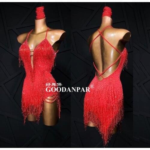 Latin dance dress lady for women latin dance costume sexy Single shoulderlatin wear for competition sapphireLavender GOODANPAR