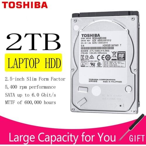 TOSHIBA 2TB Laptop Notebook Hard Drive Disk HDD HD 2.5" 9.5mm Thickness SATA III 128M 6.0Gb/s 5400 RPM Harddisk Harddrive