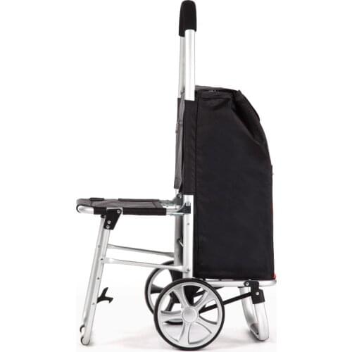 Zhili Life with Seat Stool Shopping Cart Old Man Buy Food Cart Small Pull Cart Foldable Trolley Car Seat Portable Trailer