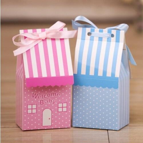 10 PCS Love Shack Pink and Blue Candy Box Baby Shower Favor Boxes Infant Birthday Party Supplies Paper Sweet Box