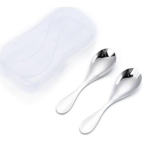 100Sets Stainless Steel 304 Children Cutlery Set Spoon Fork Cutlery Set With Box Travel Portable Baby Dinnerware Set Wholesale