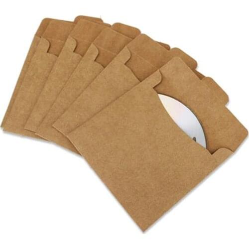 100pcs Vintage CD Optical Disc Envelope Kraft Paper Square CD Bag DIY Card Package Bags