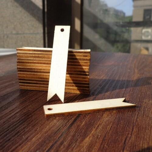 25pcs Zigzag Wood Kids Nature Color Wooden Message Hang Craft Label Cards Note Price Lable 6.4x1.2cm Tag Bookmark