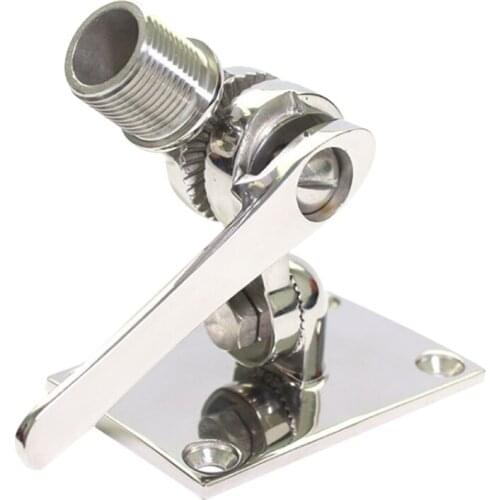3-5/8 inch 92mm Marine Vhf Antenna Stainless Steel Adjustable Base Mount for Boats Yacht - Silver