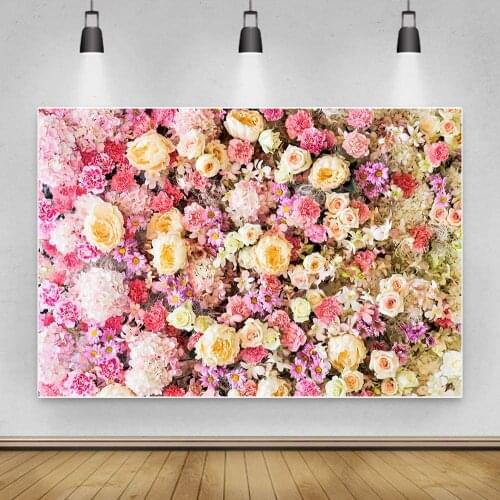 3D Flower Floral Photography Background Pink Rose Backdrop Banner Bridal Shower Photo Studio Dessert Table Wedding Party Decor