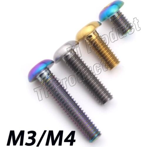 4pcs Titanium Bolt M3 M4 Half Round Head Screws M3*8 10mm & M4*6 8 10 15 20mm Ti Bolts for Bicycle Motorcycle Car
