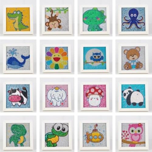 5D DIY Diamond Painting Cartoon Animal Full Drill Painting Bear Owl Picture for Children Rhinestone Embroidery without Frame