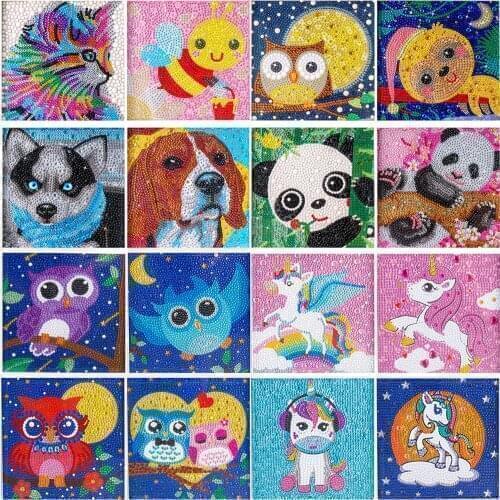 Diamond Painting by Number Kits for Kids Bee Unicorn Owl Crystal Rhinestone Diamond Embroidery Paintings Pictures Arts Craft