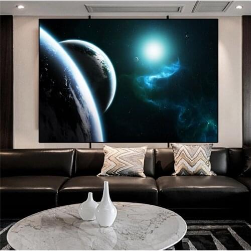 Astronomy Sci-Fi Universe Planet Canvas Painting Earth Surface Dawn Meteorite Falling Frameless Art Poster Wall Home Decor