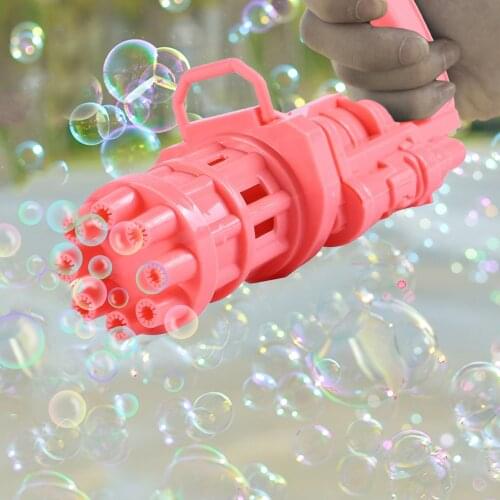 Automatic Gatling Bubble Gun For Kids Toy 2-in-1 Electric Soap Bubble Machine Blower Gun Summer Cooling Fan Outdoor Toy