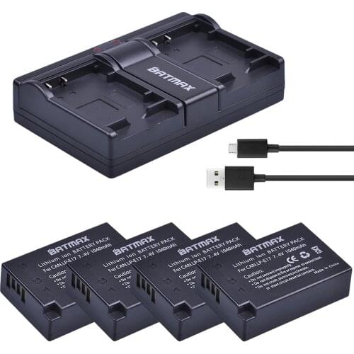 Batmax 4X LP-E17 LPE17 LP E17 Battery + USB Dual Charger for Canon EOS M3 M5 M6 Rebel T6i T6s T7i 750D 760D 8000D 77D Kiss X8i