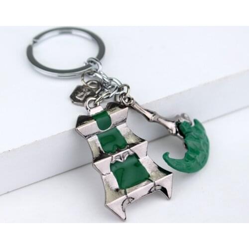 Dongsheng League of Legends Keychain Holder Chaveiro LOL Thresh Weapon Sickle Hook the Chain Warden Key Chain Jewelry
