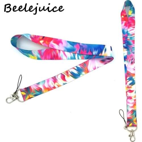 100pcs Colorful graffiti Couple Keychain Lanyards Id Badge Holder ID Card Pass Gym Mobile Phone Badge Holder Key Straps