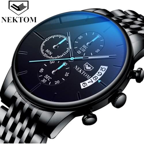 NEKTOM Mens Watches Fashion Business Mens Wristwatches With Luminous Date Waterproof Quartz Watch For Men Relogio Masculino