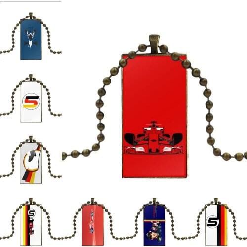 Racing Sebastian Vettel 5 For Girls Glass Cabochon Pendant Necklace Rectangle Fashion Necklace