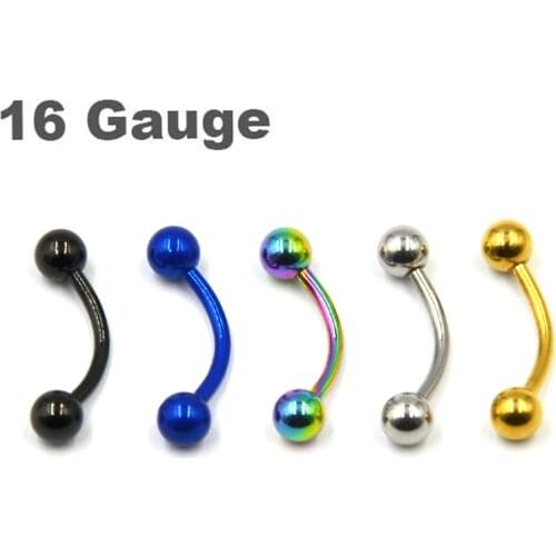 16G Stainless Steel Curved Barbell Ball Banana Eyebrow Ear Rings Eyebrow Piercing Body Jewelry Earring Helix Tragus Stud