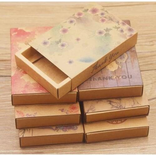 10Pcs Gift Box Kraft Paper Marble Printing Drawer Flowers Present Packaging Favor Christmas Candy Chocolate Food Jewelry Boxes