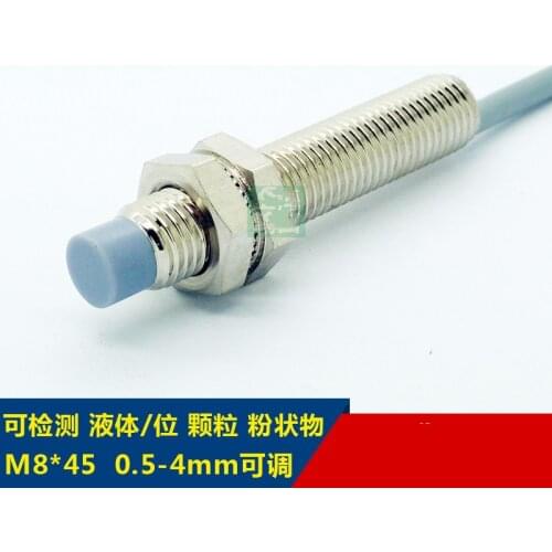 M8 capacitive sensing short 0 to 4 mm adjustable PNP/NPN non - buried proximity switch sensor DC10-30 v 45 mm long