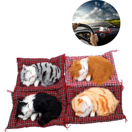 Lovely Plush Kittens Doll Toy Car-styling Cute Simulation Sleeping Cats Interior Accessories Dashboard Decoration Car Ornaments
