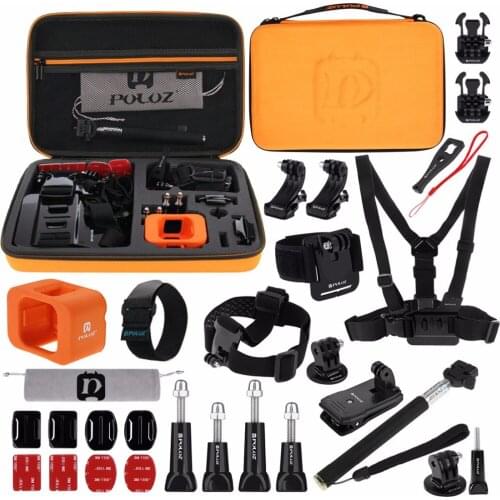 PULUZ 29 in 1 Accessories Combo Kit with Orange EVA Storage Case for GoPro HERO5 Session /4 Session