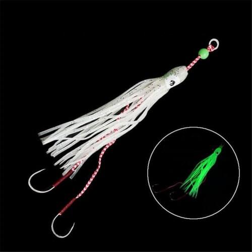 Silicone Fishing Lure Set Luminous Squid Skirts Soft Lure Bent Hook for Sea Rod Fishing Gear with Barbs Accessories Hot Sale