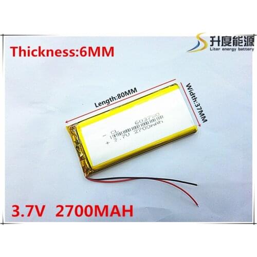 Newest 603780 Lithium Polymer Battery 3.7V 2700mAh Li ion Rechargeable Accumulator For Mobile Power Bank DIY E-book