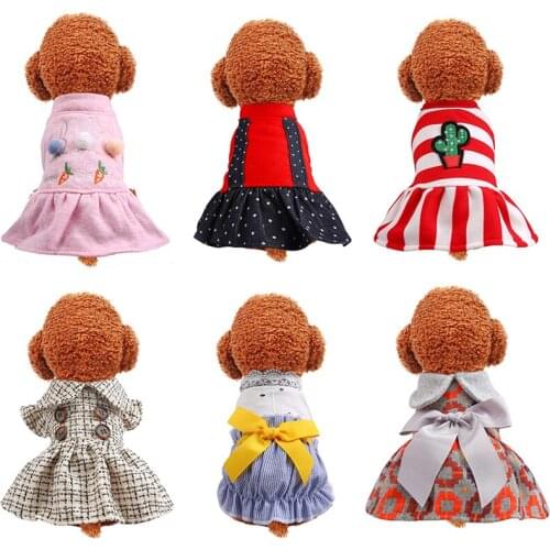 Sweet Print Pet Dog Princess Dress for Small Dogs Spring Winter Puppy Cat Skirt Chihuahua Yorkies Dresses Clothes Pets Clothing