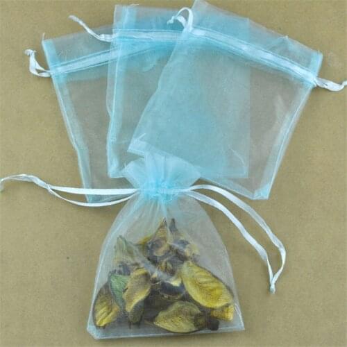 Wholesale 100pcs 13x18cm Organza gift bags sky blue color Drawable Organza Bags Wedding Christmas Gift Bags free shipping