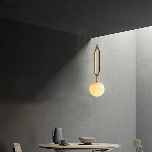 Moon Pendant Lights Modern Led Glass Ball Gold Hanging Lighting Fixture Nordic Restaurant Living Bedroom Suspension Decor Lamps