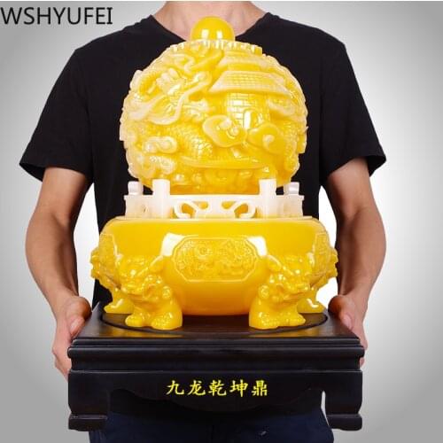 Chinese Style Lucky Retro Tripod Resin Statue Ornaments Home Study Desk Crafts Office Supplies Christmas Present Gifts