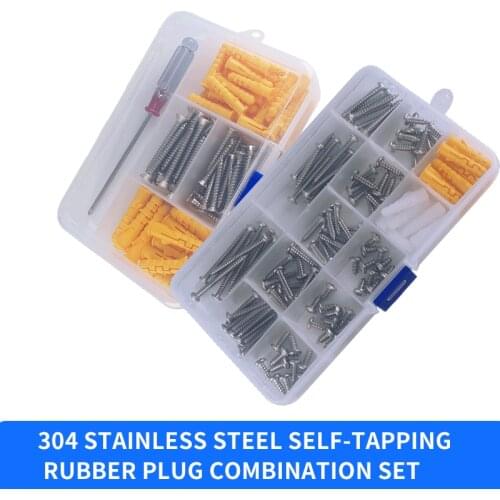 Stainless Steel Self Tapping Wood Screw Assortment Kit Thread Nail Screw Fastener Sets Expansion plug Repair Hardware Tool Set