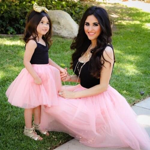 ZAFILLE Mom and daughter dress 2021 Summer Family Matching Clothes Pink Princess Dress Family Look Mother and Daughter Clothes