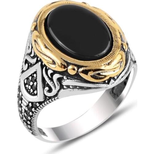 Silverlina Silver Onyx & Zircon Crystal Ring