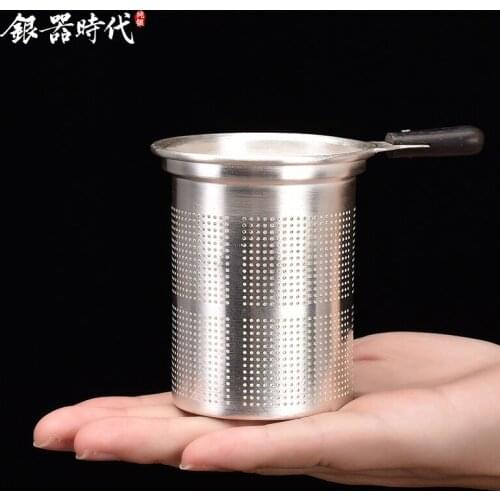 Silver age silver) pure silver 999 pure manual size fine silver tea strainer home office kung fu tea set