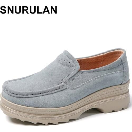 SNURULAN2020Autumn Flats Platform Suede Shoes Lace-up Loafers Creepers Ladies Casual Flat Shoes Woman Sneakers