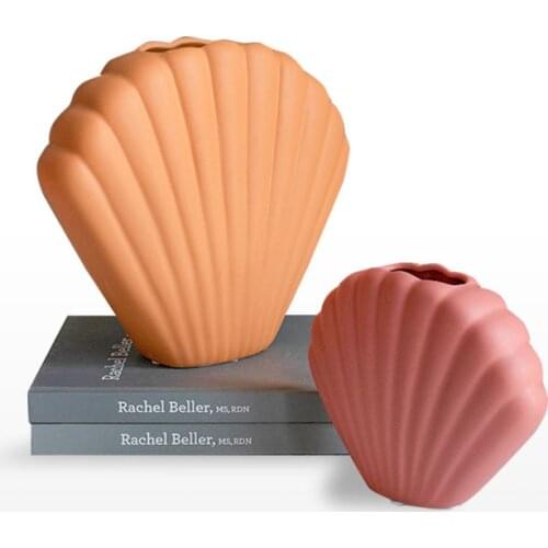 Shell Shape Vase Solid Color Ceramic Creative Simple Model Room Soft Decoration Supplies Home Ornaments Crafts