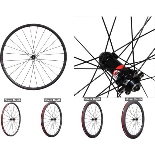 Cyclocross Bike Front Wheel with Novatec D411SB Disc Brake Hub 24 Hole 24/38/50/60/88mm Full Carbon Fiber Disc Brake Front Wheel