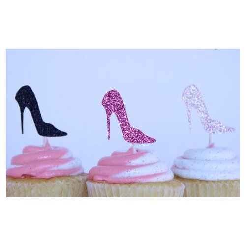 High Heel Glitter Cupcake Toppers Bachelorette party Wedding Bridal Shower Engagement Lingerie Party food picks